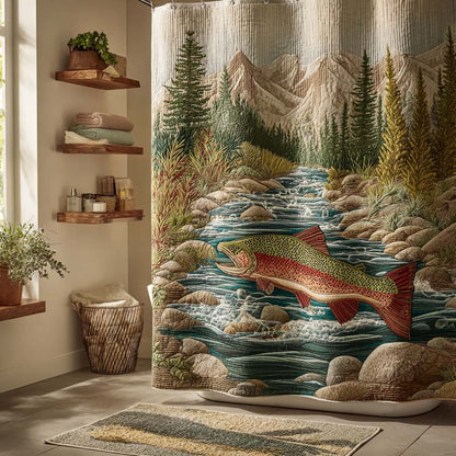 Mountain Stream Trout Shower Curtain NCU0DQQ0401
