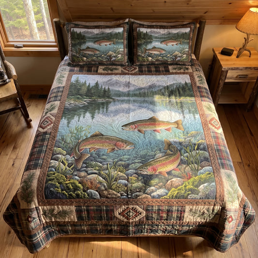 Mountain Trout 3-Piece Quilted Bedding Set NCU0DV2153