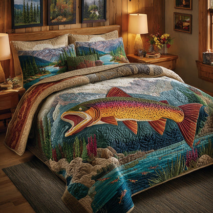 Mountain Trout 3-Piece Quilted Bedding Set NCU0LDH689