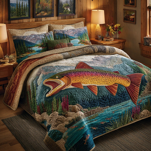 Mountain Trout 3-Piece Quilted Bedding Set NCU0LDH689