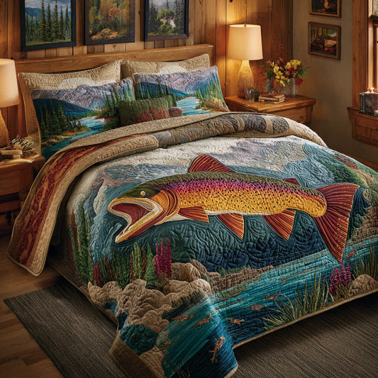 Mountain Trout 3-Piece Quilted Bedding Set NCU0LDH689