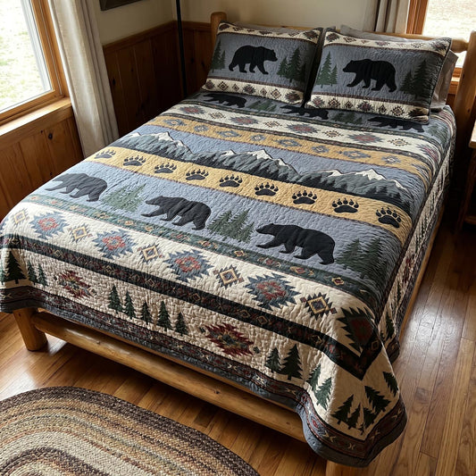 Mountain Wildlife 3-Piece Quilted Bedding Set NCU0DV2135