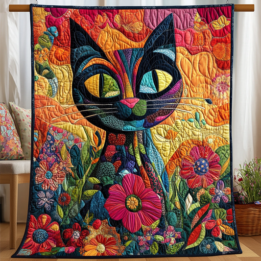 Multicolored Cats Quilted Blanket NCU0PD486