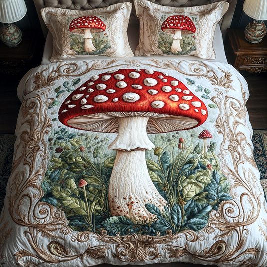 Mushroom Dream 3-Piece Quilted Bedding Set NCU0NVH102