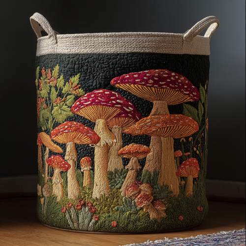 Mushroom Dream Quilted Laundry Basket NCU0DDK1799