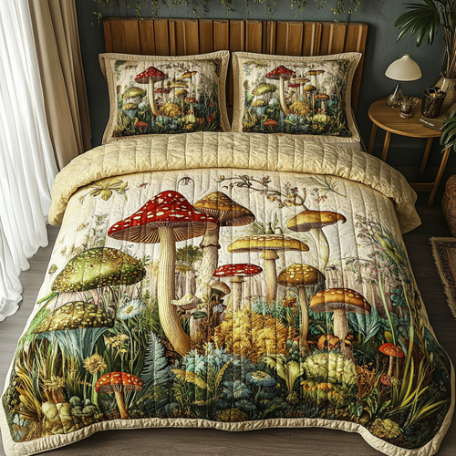 Mushroom Dreams 3-Piece Quilted Bedding Set NCU0PVL093