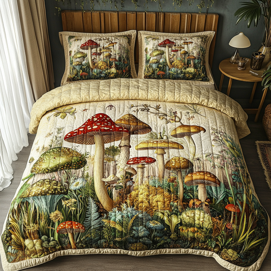 Mushroom Dreams 3-Piece Quilted Bedding Set NCU0PVL093