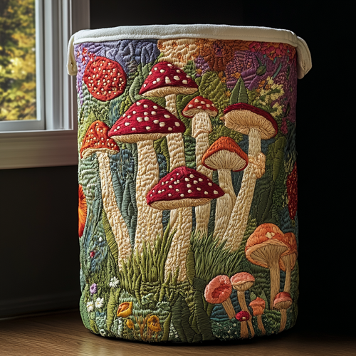 Mushroom Field Quilted Laundry Basket NCU0DDK1800