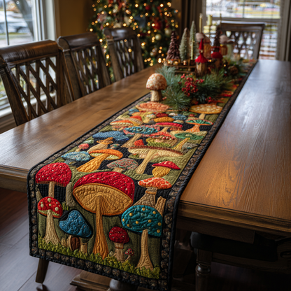 Mushroom Field Quilted Table Runner NCU0DDK1818