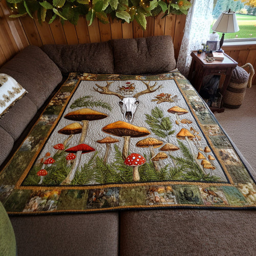 Mushroom Forest Haven Quilted Blanket NCU0PTT2370