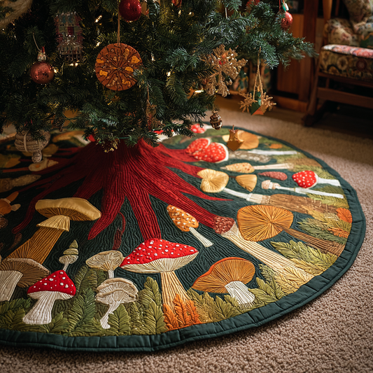 Mushroom Christmas Quilted Tree Skirt NCU0QN063