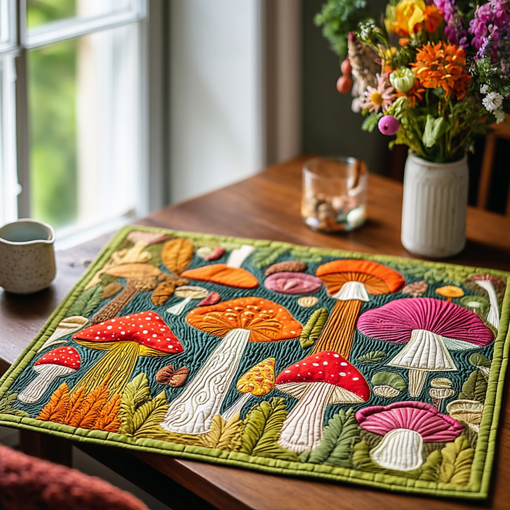 Mushroom Garden Quilted Place Mat NCU0DDK1636