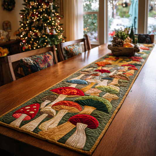 Mushroom Garden Quilted Table Runner NCU0DDK1819