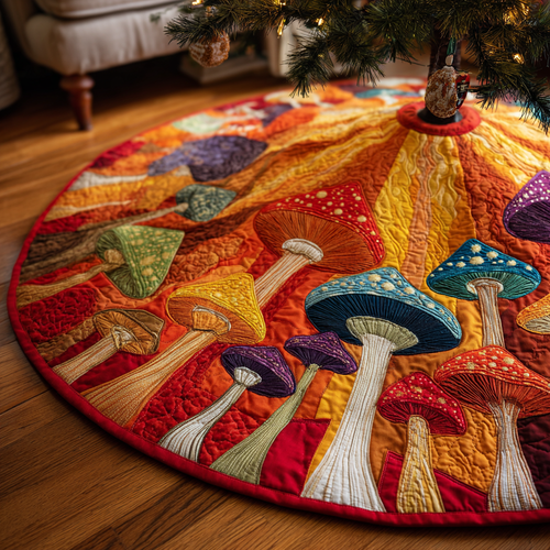 Mushroom Glow Christmas Quilted Tree Skirt NCU0DDK1651
