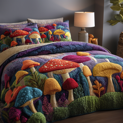 Mushroom Magic 3-Piece Quilted Bedding Set NCU0NVH921