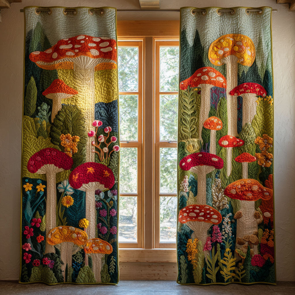 Mushroom Meadow Quilted Curtains NCU0PTT2228