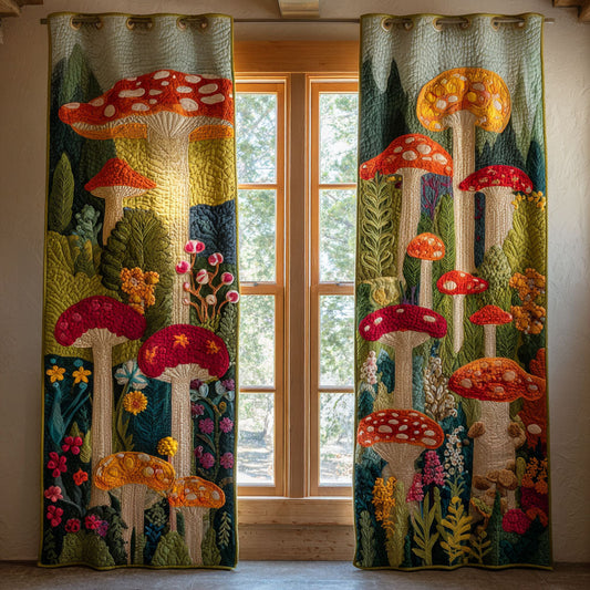 Mushroom Meadow Quilted Curtains NCU0PTT2228