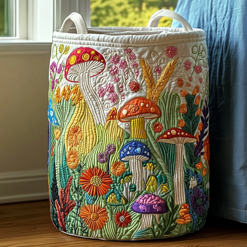Mushroom Meadow Quilted Laundry Basket NCU0DDK1359