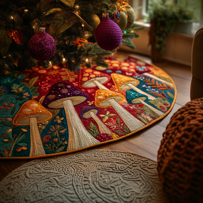 Mushroom Path Christmas Quilted Tree Skirt NCU0DDK1656