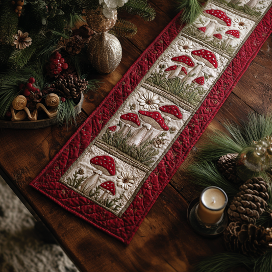 Mushroom Path Quilted Table Runner NCU0DDK1821