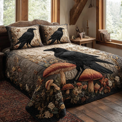 Mushroom Raven 3-Piece Quilted Bedding Set NCU0PVL905