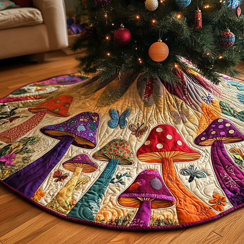 Mushroom Rise Christmas Quilted Tree Skirt NCU0DDK1655