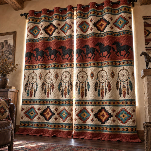 Mustang Spirit Feather Quilted Curtains NCU0PVL1134