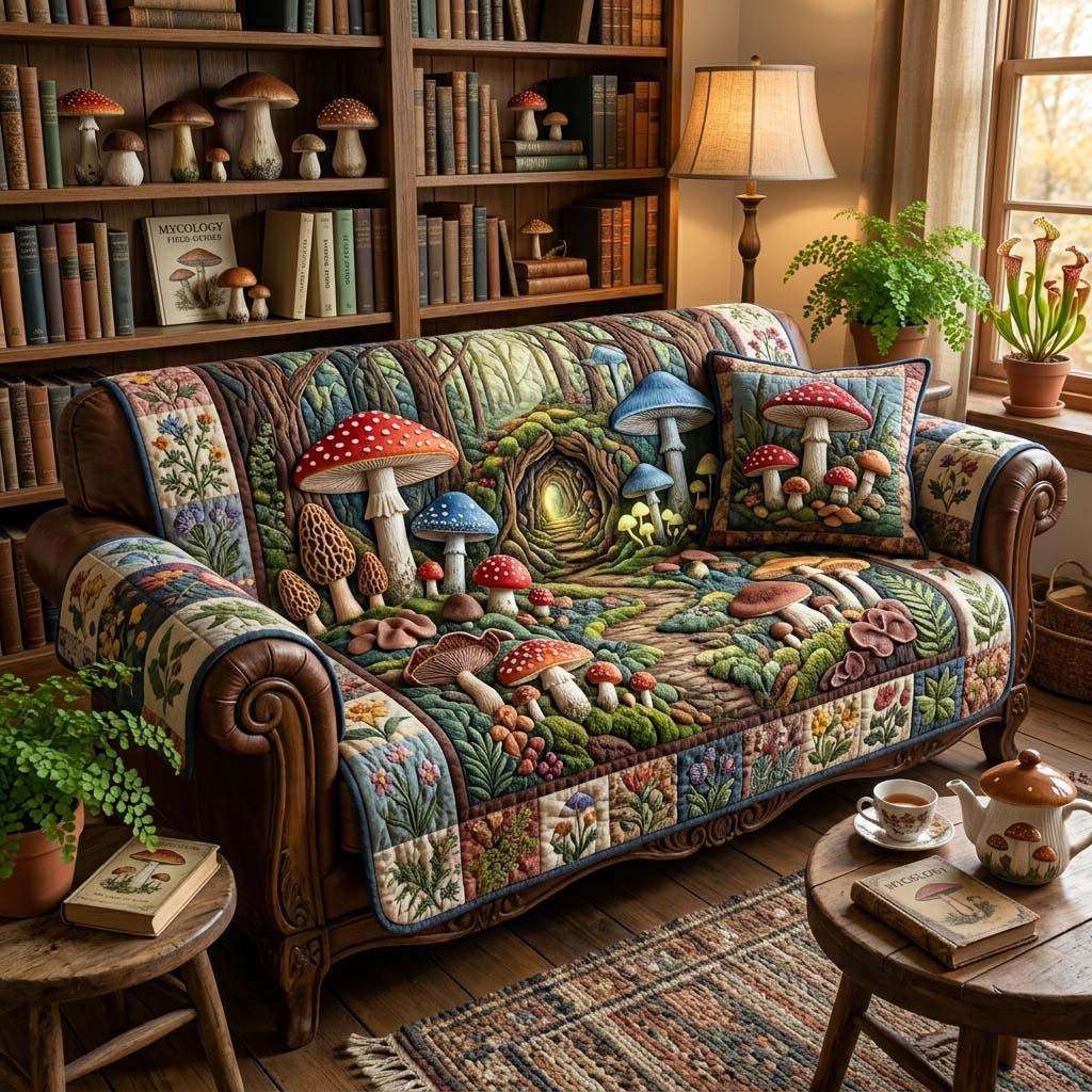 Mycology Garden Quilted Sofa Cover NCU0DQQ0693