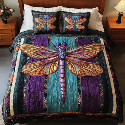 Mystic Dragonfly Splendor 3-Piece Quilted Bedding Set NCU0NNT244