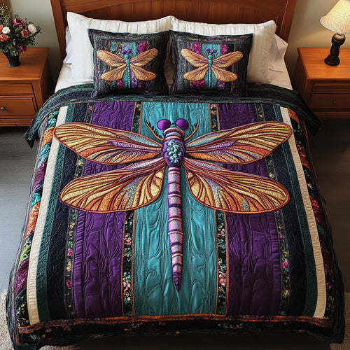 Mystic Dragonfly Splendor 3-Piece Quilted Bedding Set NCU0NNT244