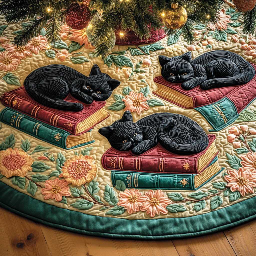 Mystic Book Cat Christmas Quilted Tree Skirt NCU0NTD854