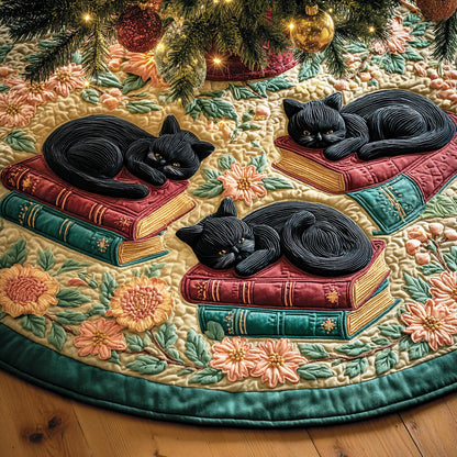 Mystic Book Cat Christmas Quilted Tree Skirt NCU0NTD854