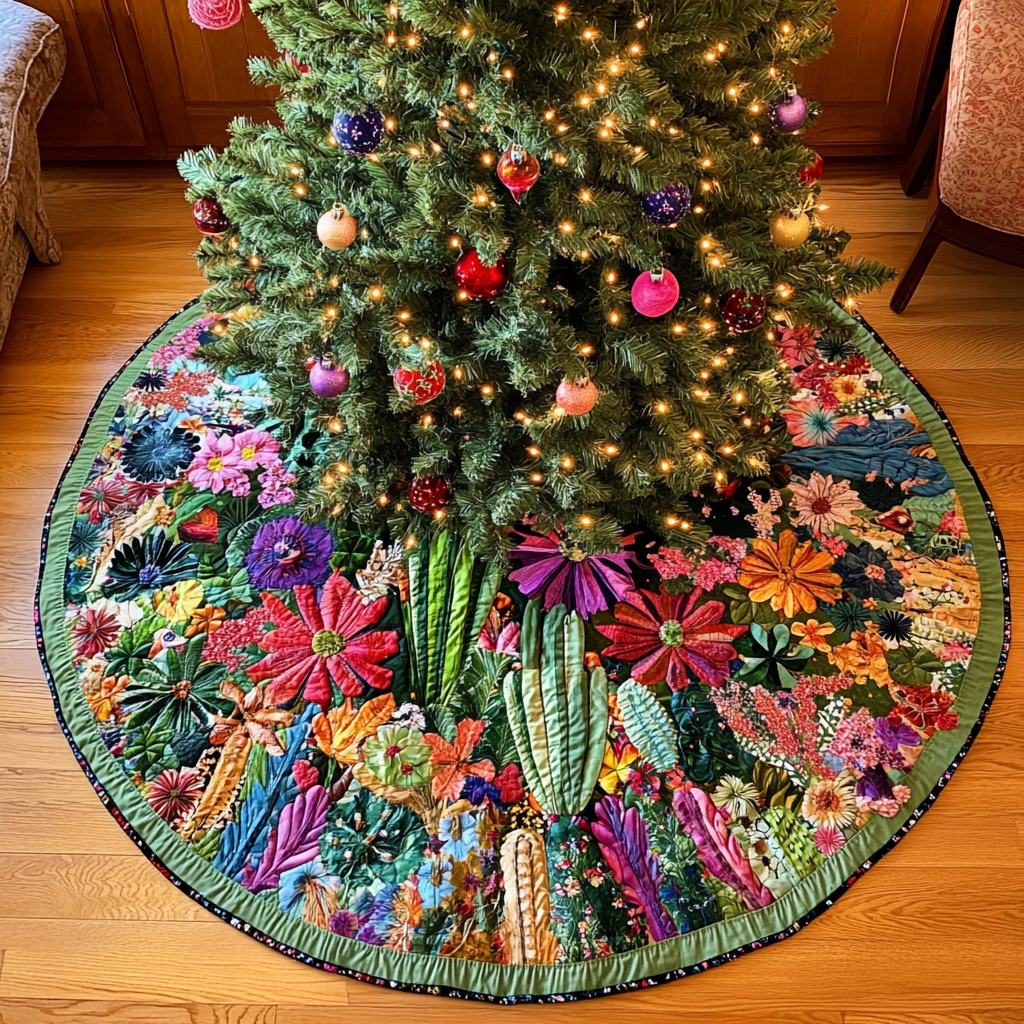 Mystic Cactus Christmas Quilted Tree Skirt NCU0DDK1581 – Quiltnest