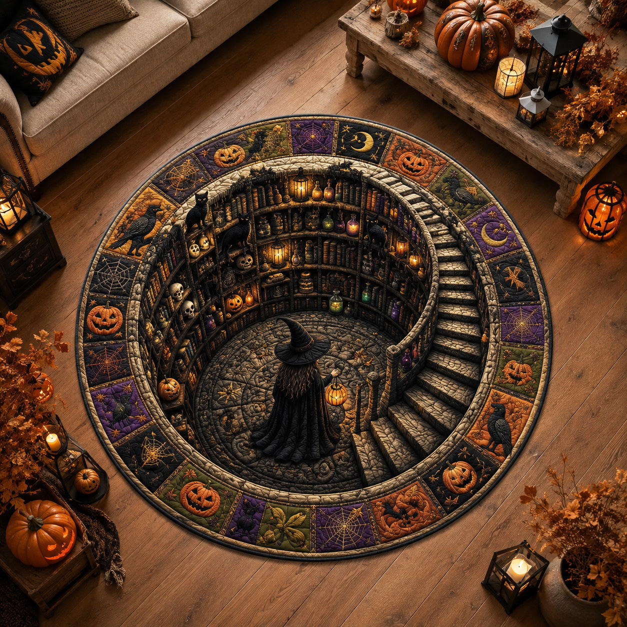 Mystic Descent Quilted Round Mat NCU0NTV1162