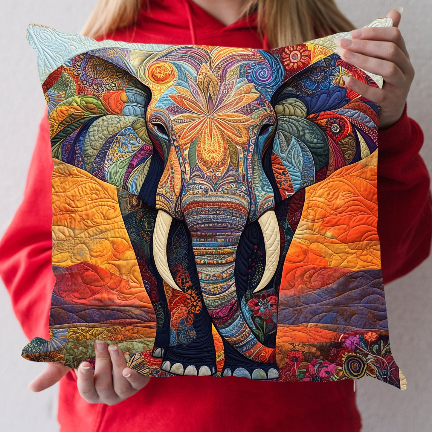 Mystic Elephant Quilted Pillow Case NCU0DK919