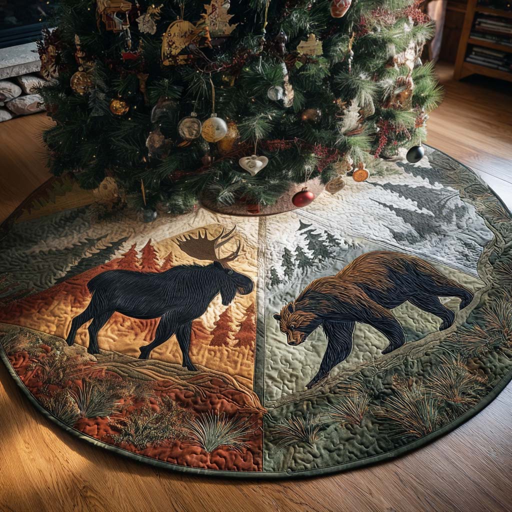 Winter Bunny Nest Quilted Tree Skirt GFTOHD12006 main image 0
