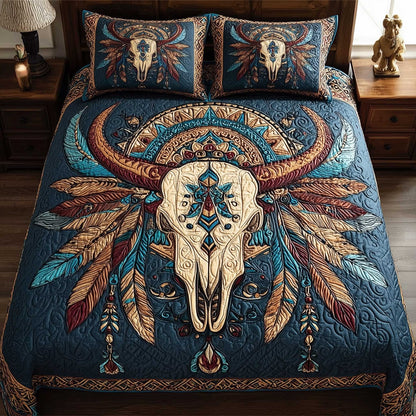 Mystic Horned Skull 3-Piece Quilted Bedding Set NCU0HTT176