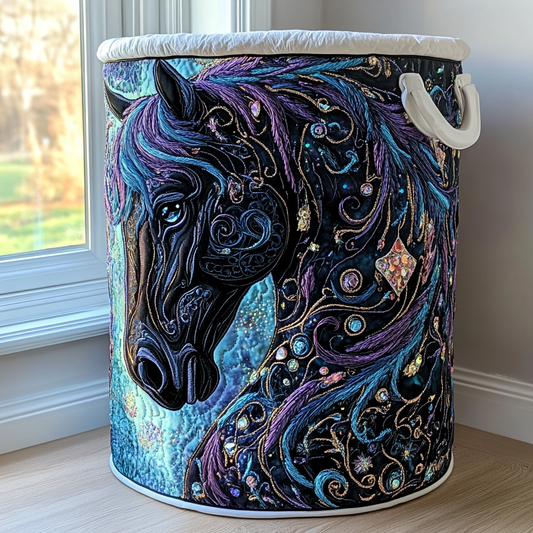 Mystic Horse Quilted Laundry Basket NCU0DDK1243