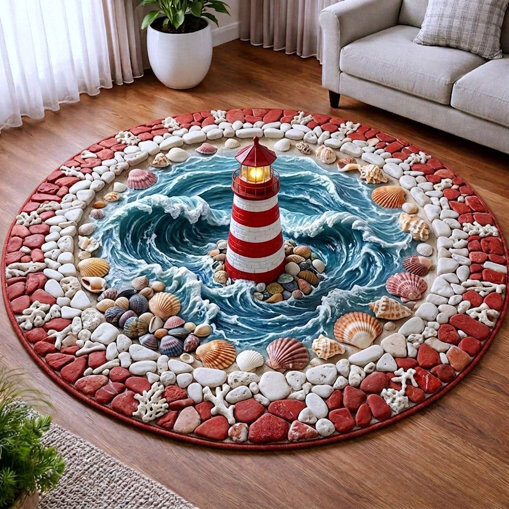 Mystic Lighthouse Quilted Round Mat NCU0HNH1155