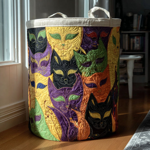 Mystic Mask Cats Quilted Laundry Basket NCU0PTT2522