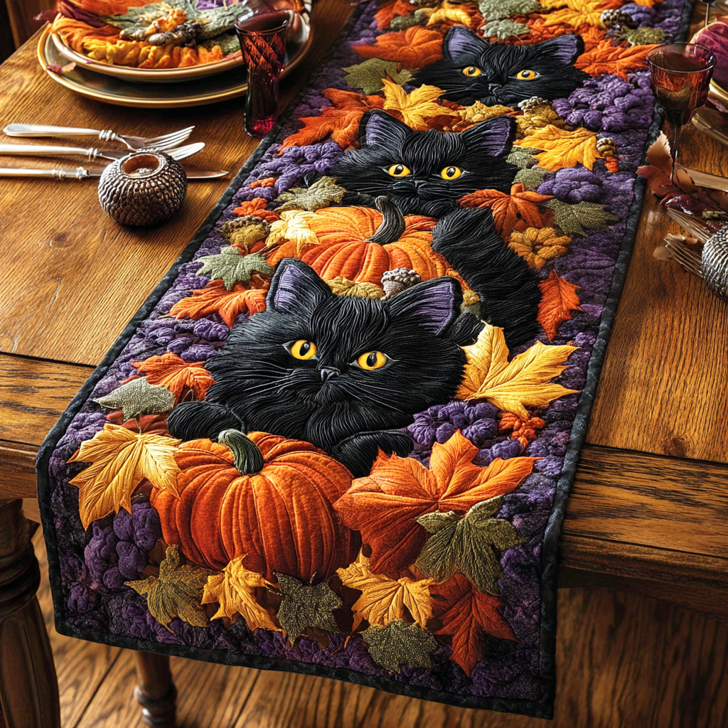 Mystic Moon Meow Quilted Table Runner NCU0NTD727