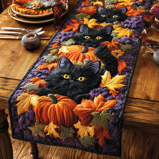 Mystic Moon Meow Quilted Table Runner NCU0NTD727