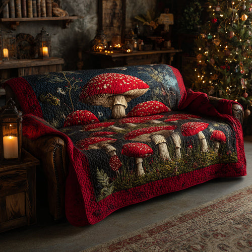 Mystic Mushroom Meadow Quilted Sofa Cover NCU0DV1444