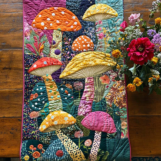Mystic Mushrooms Quilted Table Runner NCU0NNT888
