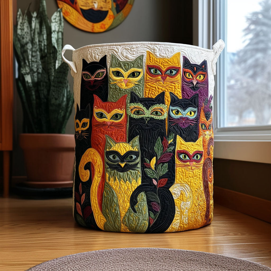 Mystic Whiskers Quilted Laundry Basket NCU0PTT2523