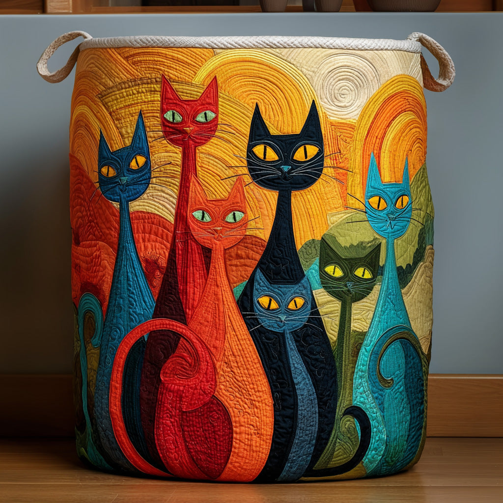 Mystic Whiskers Quilted Laundry Basket NCU0PVL678