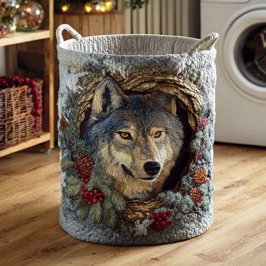 Mystic Wolf Night Quilted Laundry Basket NCU0NTD1042