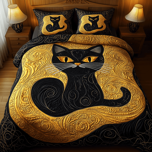 Mystical Whiskers 3-Piece Quilted Bedding Set NCU0TH2243