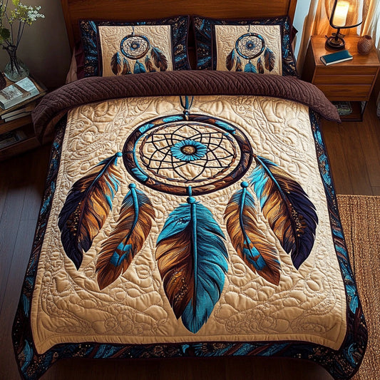 Mystical Feather 3-Piece Quilted Bedding Set NCU0NNL043