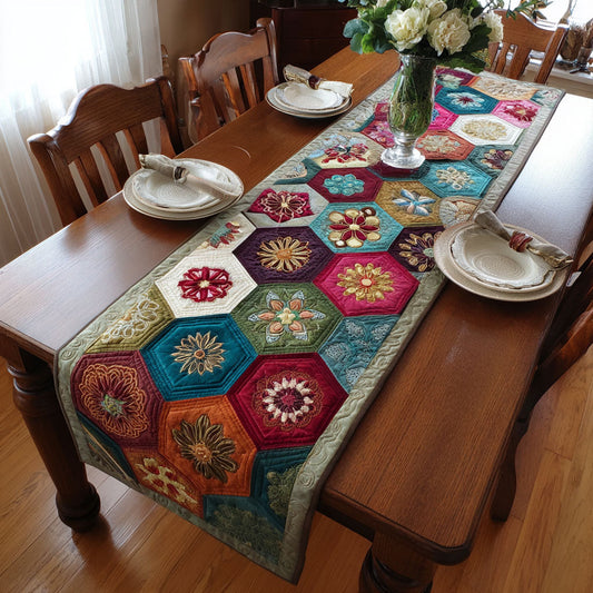 Mystical Flower Quilted Table Runner NCU0PTT584